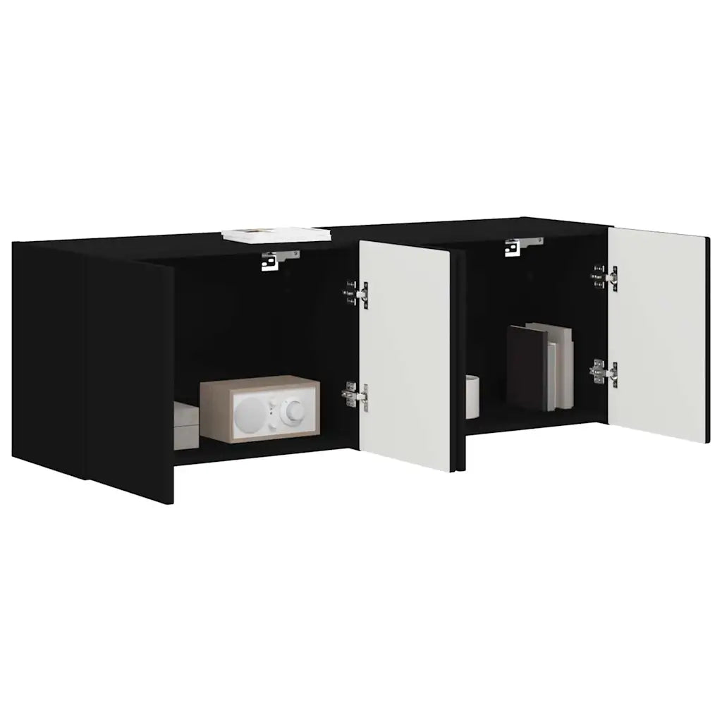 Mobile TV da parete 2 pcs Nero 59,5 x 31 x 40 cm