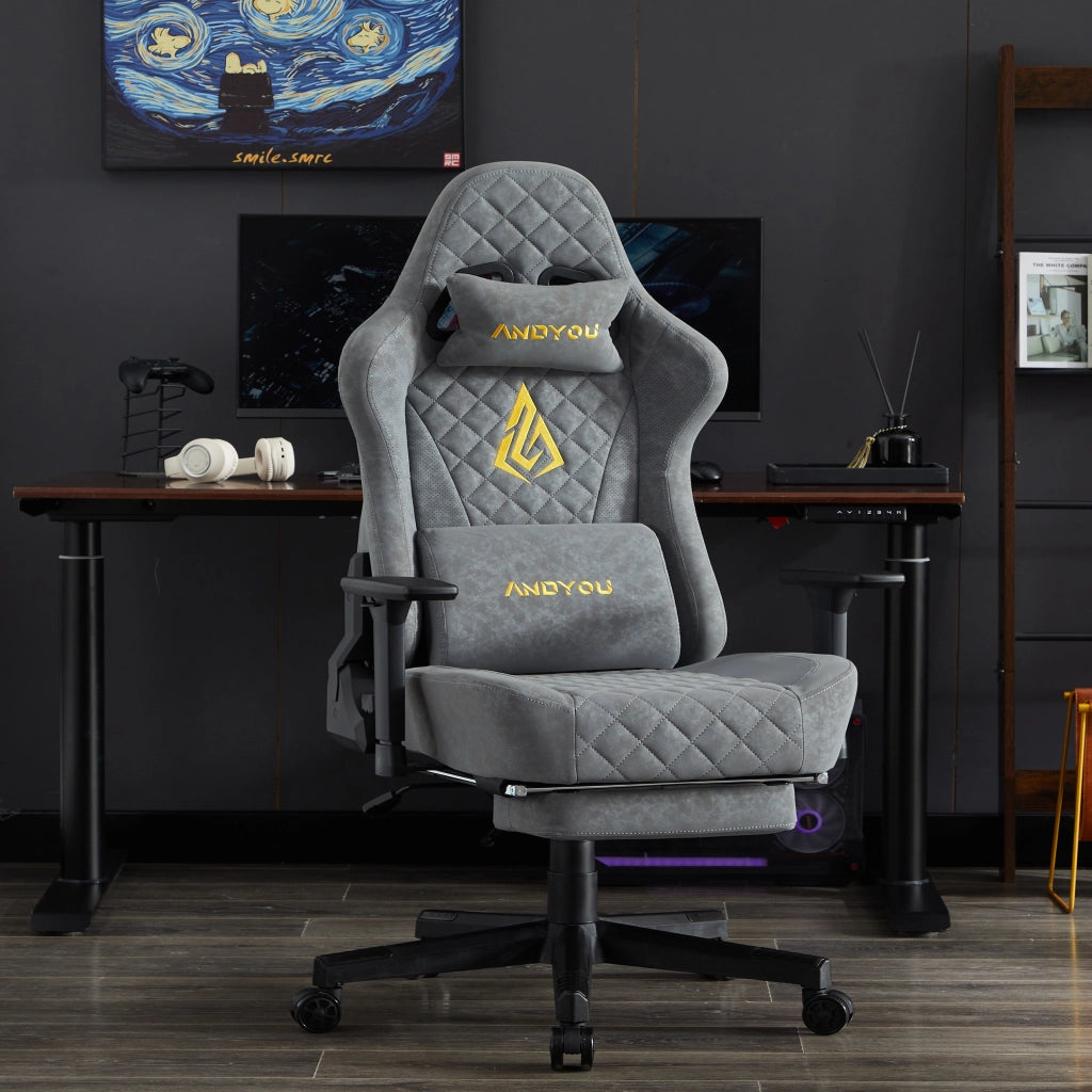 Poltrona da gaming ergonomica in similpelle ¨C Minimal ¨C Grigio