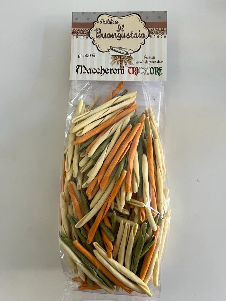 Pasta di semola di grano duro, 12 confezioni da gr 500, Maccheroni Tricolore
