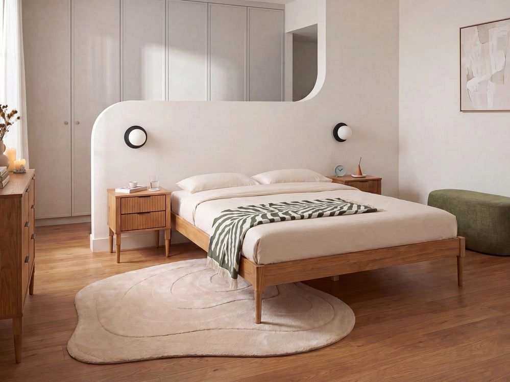 Letto matrimoniale in legno con rete a doghe in pino, senza testiera 160 x 200 cm marrone chiaro stile scandinavo naturale
