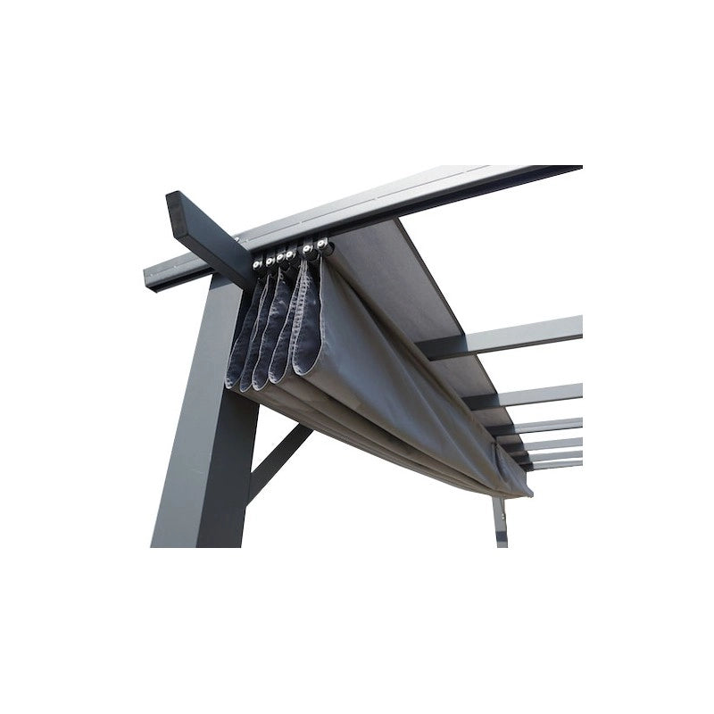 Pergola da giardino in alluminio 400x300 cm con telo scorrevole grigio 280g – tettoia autoportante elegante bianca – PER4030WN Foresta