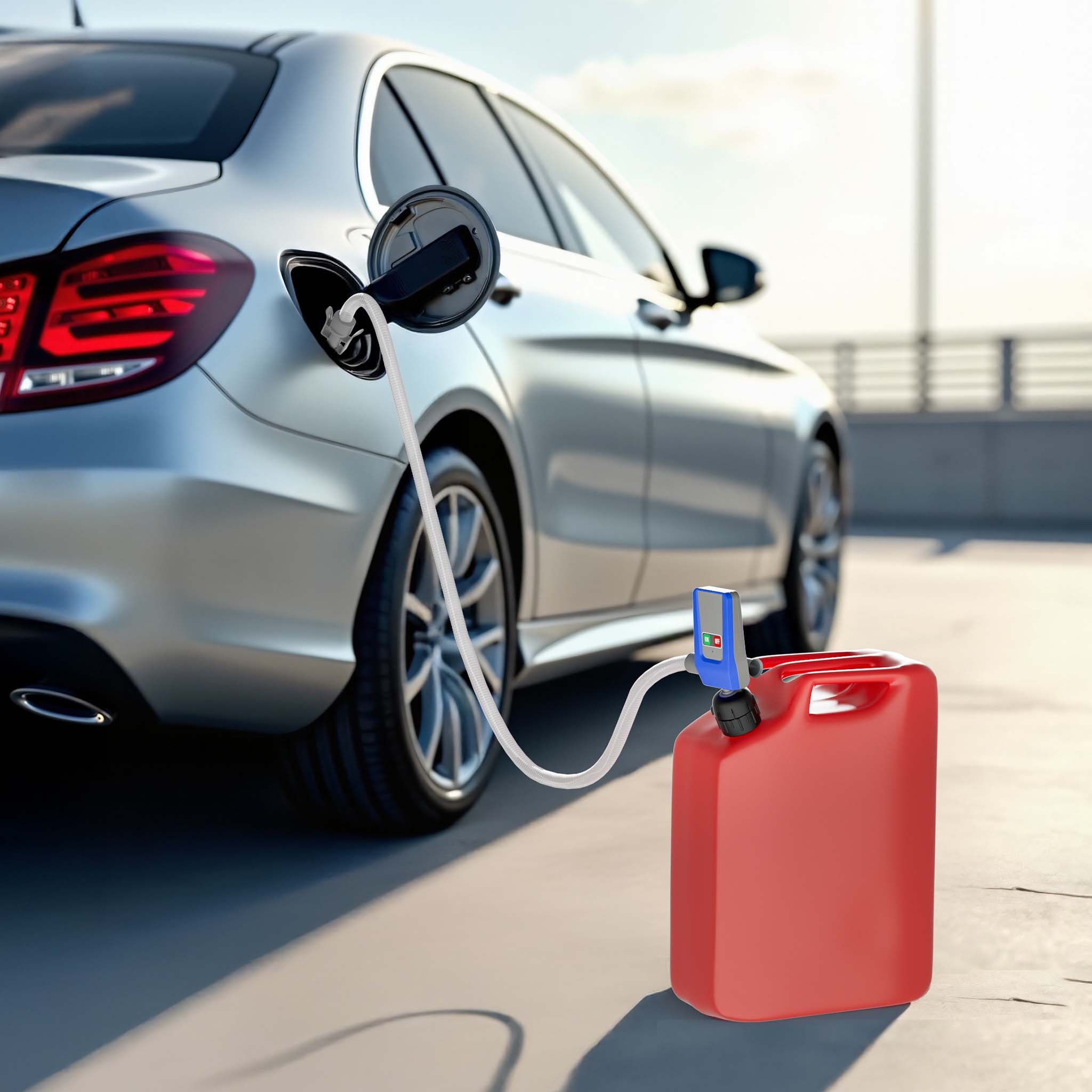 Pompa travaso benzina, olio, gasolio, liquidi, acqua, 12 l/min, pompa autoadescante funzionamento con cavo 12 V o a batteria, display LED