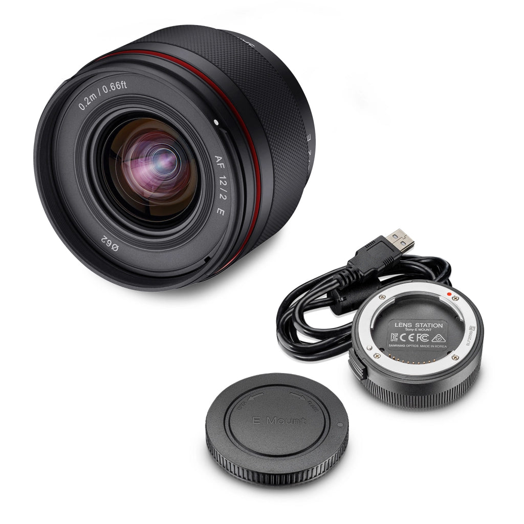 AF 12mm Obiettivo fotografico grandangolare con Lens-Station per Sony E - apertura F2.0, autofocus APS-C a focale fissa per fotocamere
