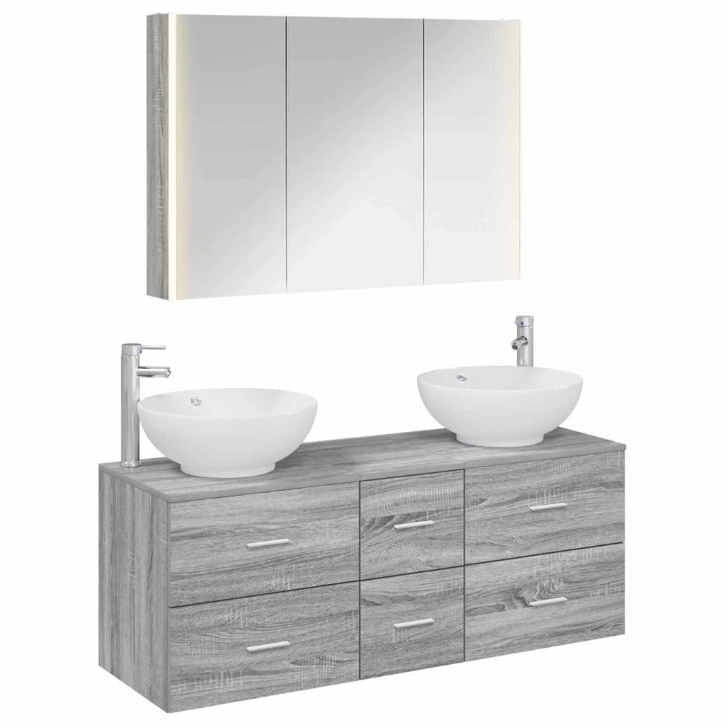 Set di mobili per il bagno 4 pcs Sonoma grigio 3406988