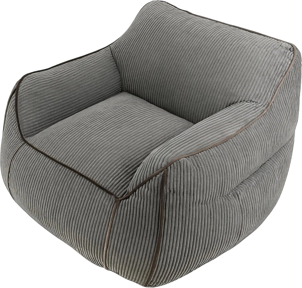 Pouf Poltrona per Salotto e Camera - Tessuto in Velluto a Coste Morbido ed Elegante - Poltrona Sacco Generosamente Imbottito, Ideale per un Ambiente Accogliente (Grigio Scuro)
