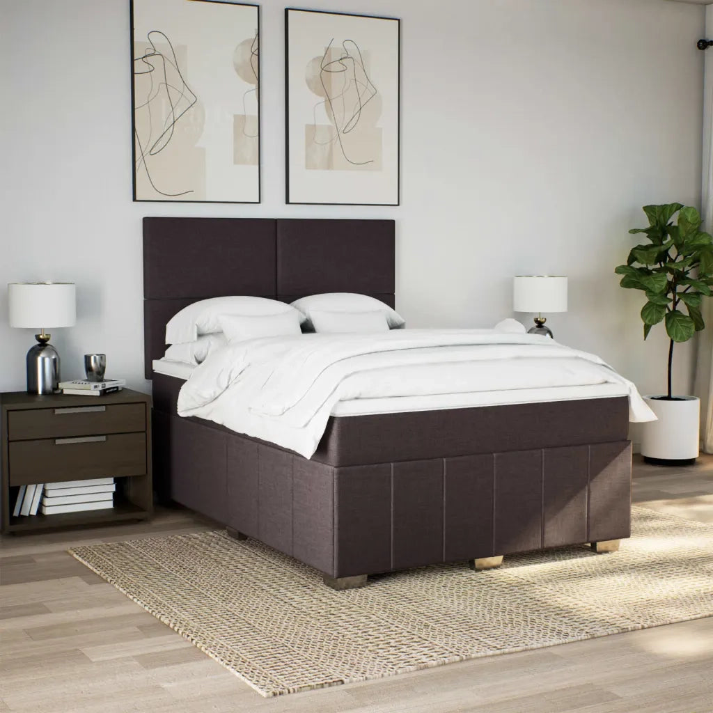 Giroletto a Molle con Materasso Marrone Scuro 140x200cm Tessuto