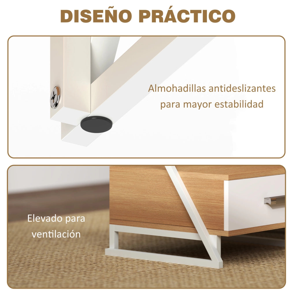 Tavolino da salotto con cassetto e ripiano ¨C zephmum ¨C naturale 40x35x50 cm