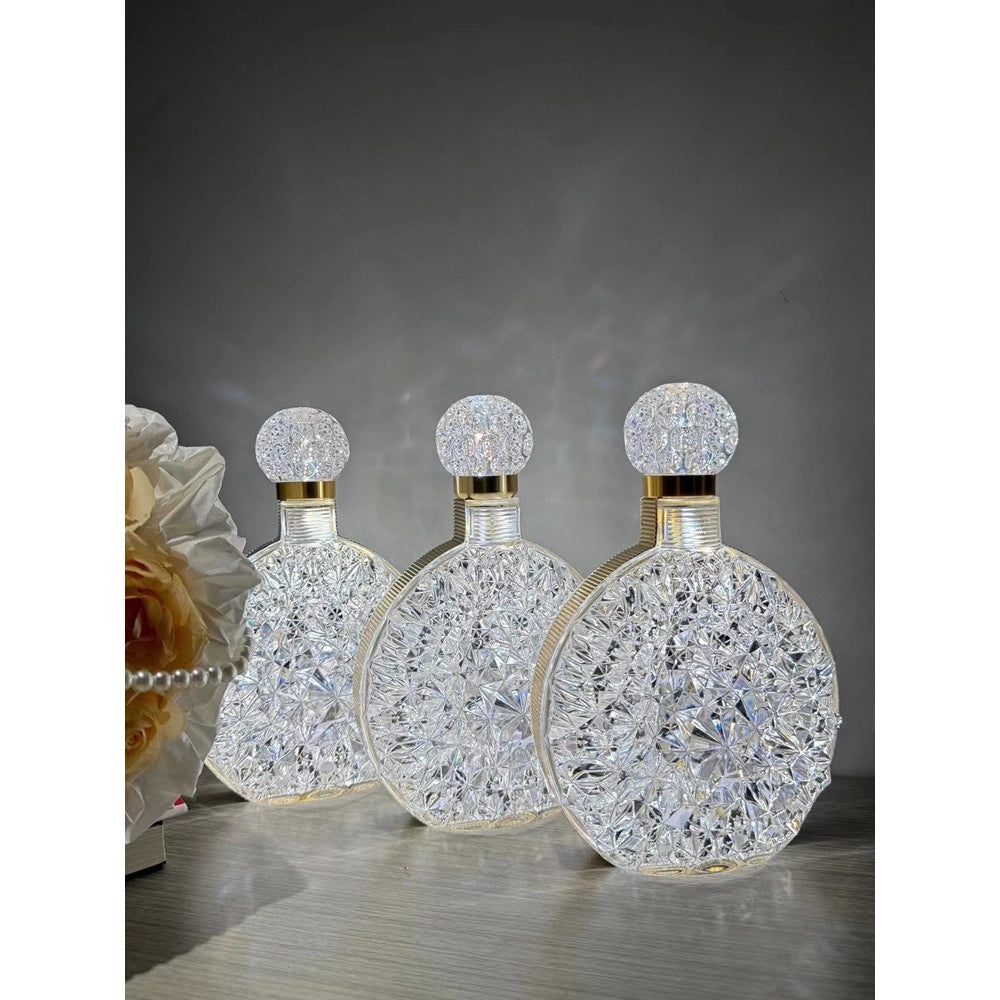 Trade Shop - Lampada Da Tavolo Luce Notturna D'atmosfera Cristallo Bottiglia Vino Ricarica Touch -