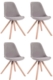 Set di 4 sedie Toulouse Velvet Square grigio,natura