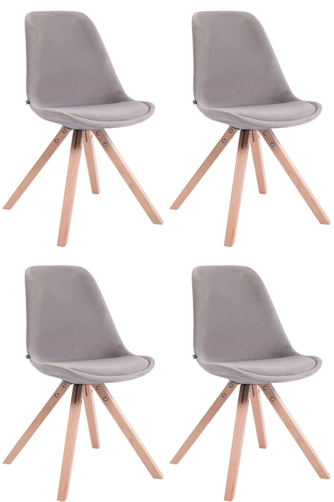 Set di 4 sedie Toulouse Velvet Square grigio,natura
