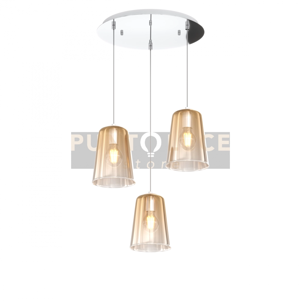 SOSPENSIONE CROMO TONDA 3 LUCI AMBRA 1164CR-S3 T-AM