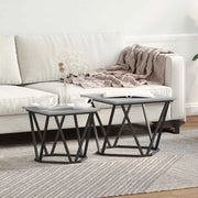 Set tavolini 2 pcs Grigio Sonoma Legno ingegnerizzato e acciaio 868270