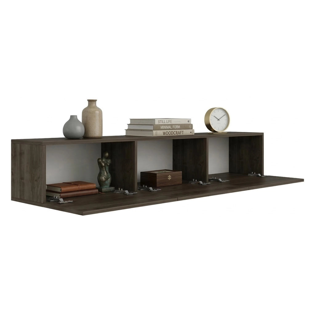 Saonara, Mobile Porta tv 3 Vani, 150x32x30h cm Marrone Noce