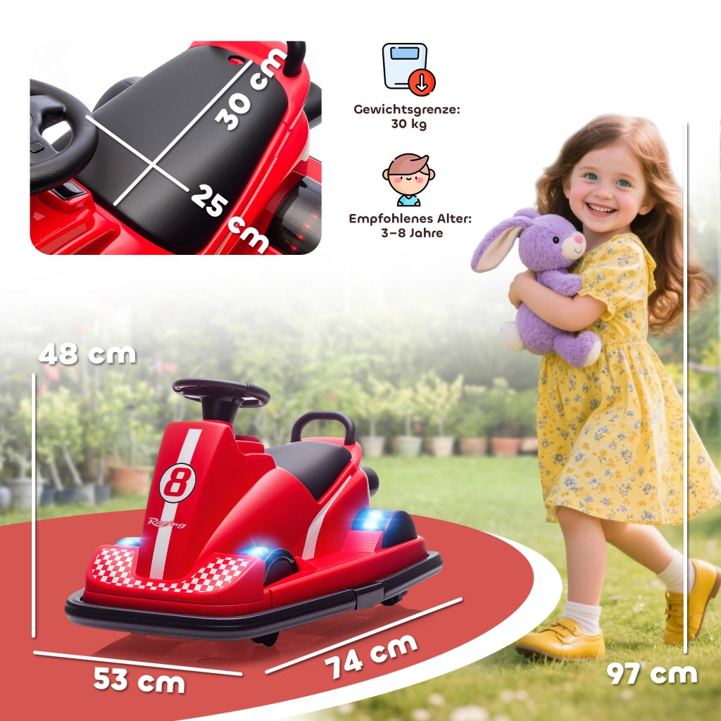 Auto Bambini 360 Gradi Rotante con LED e Musica ¨C zephmum ¨C Rosso