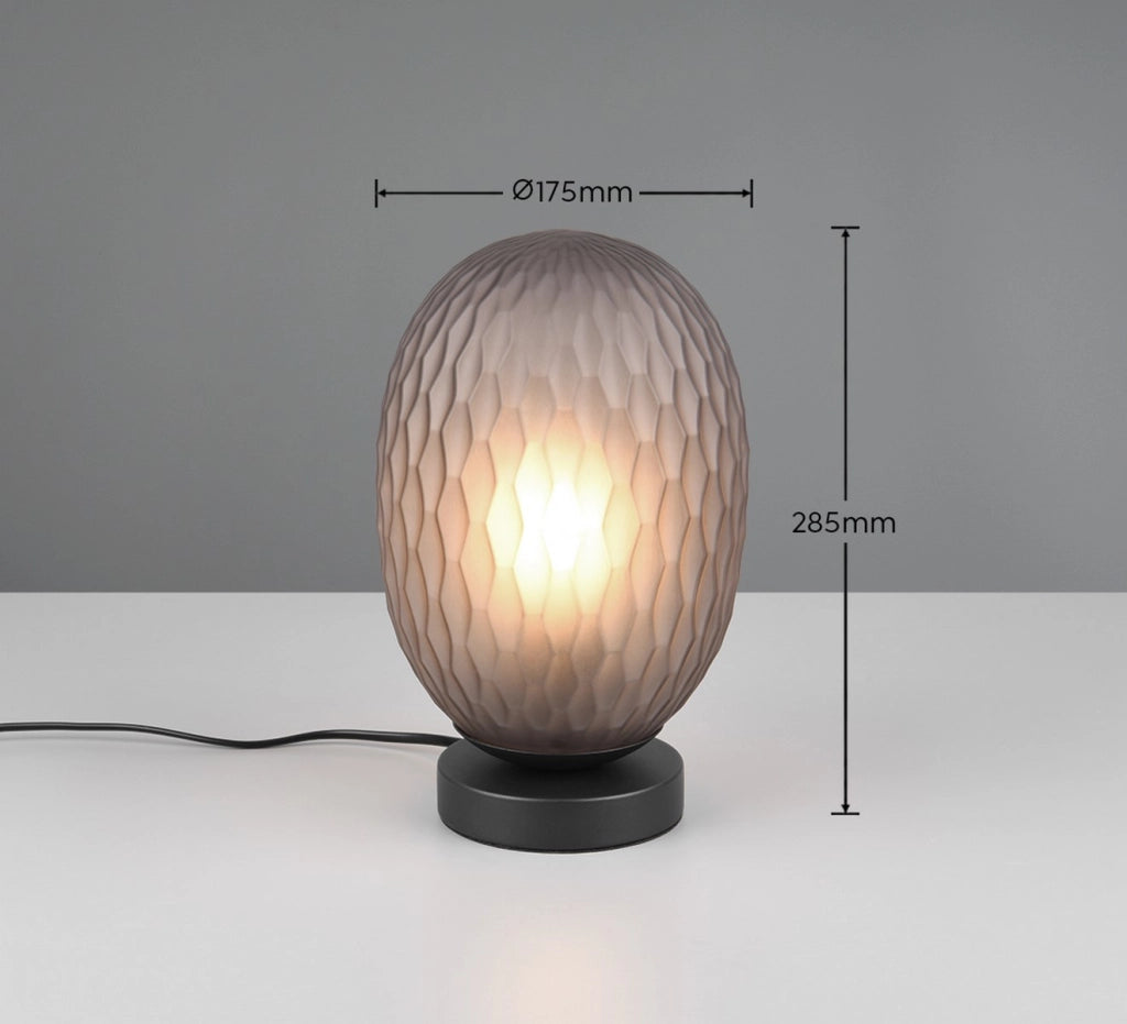 Lampada da tavolo FACETTE vetro fumé nero E27 Trio