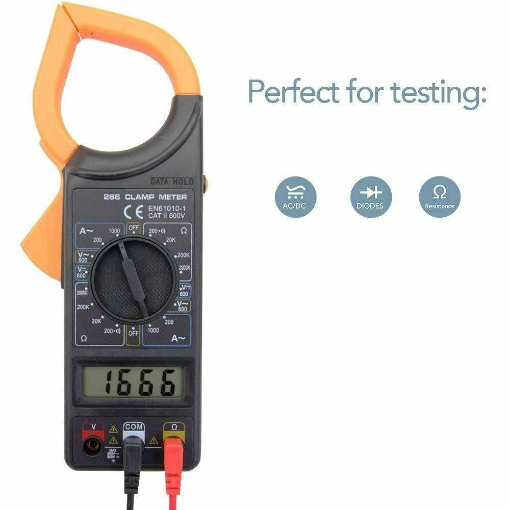Trade Shop - Pinza Amperometrica Digitale Tester Tensione Ac Dc Miltimetro Con Puntali -