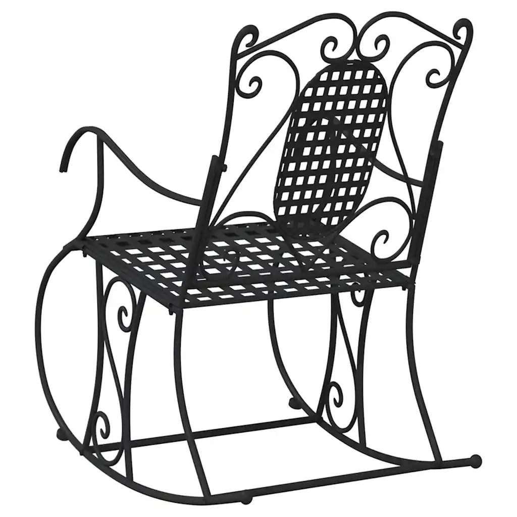 Panca da Giardino | Panchina a Dondolo 84 cm Nera in Acciaio