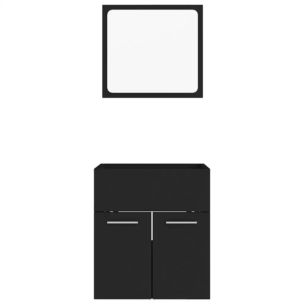 Set Mobili da Bagno 2 pz Nero in Truciolato cod mxl 59218