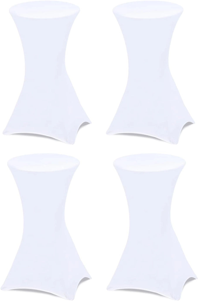 Set di 4 tavoli alti pieghevoli da 105 cm e 4 coperture bianche
