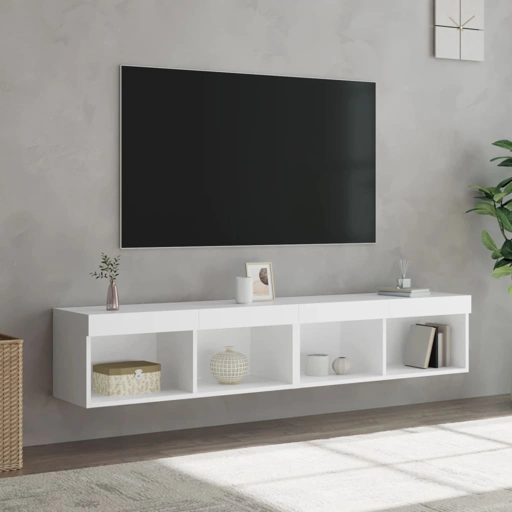 Mobili Porta TV con Luci LED 2 pz Bianchi 80x30x30 cmcod mxl 134169