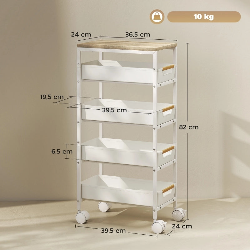 CARRELLO DA CUCINA 39,5x24x82 cm Bianco in metallo