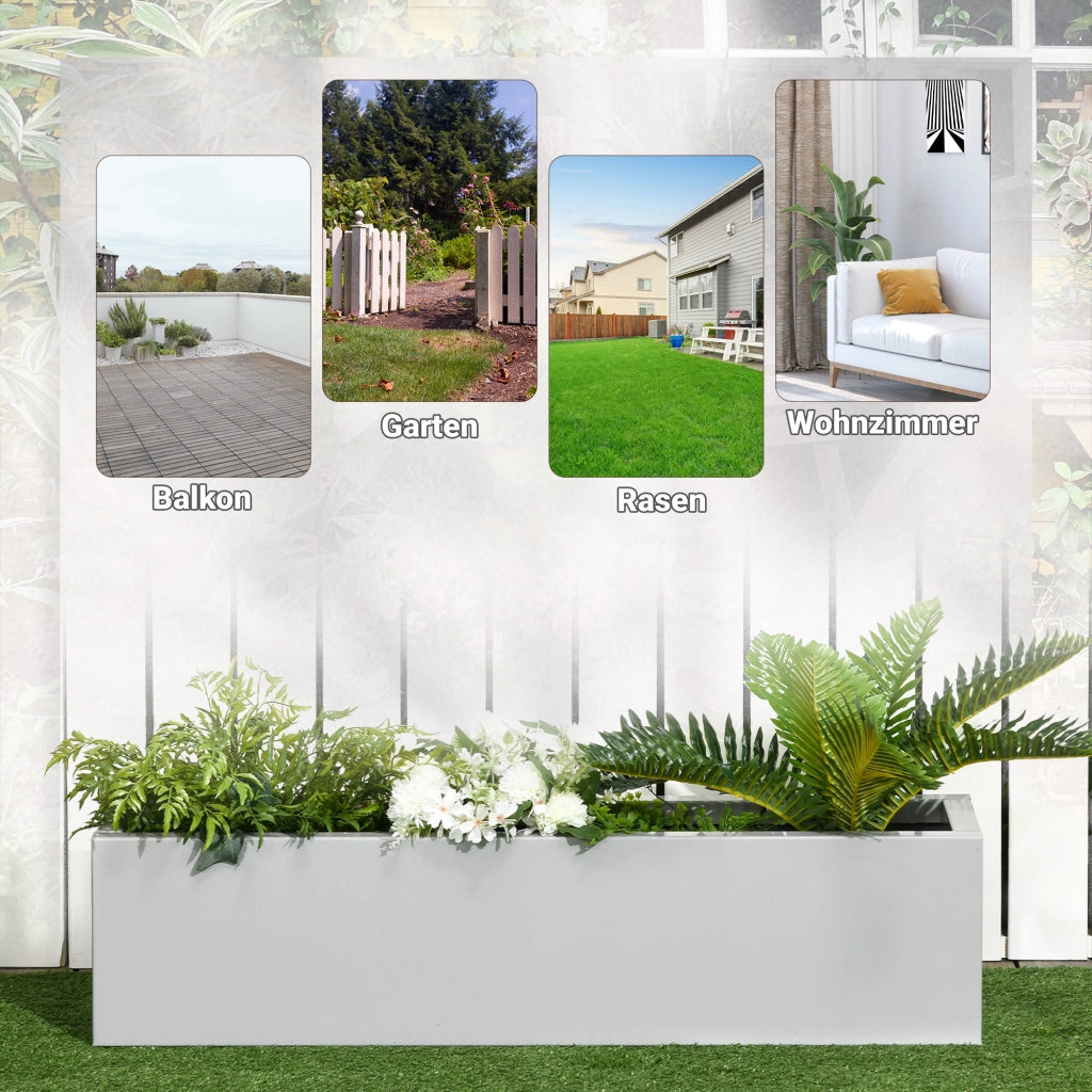 Vaso da Giardino in Acciaio ¨C Zephmum ¨C Grigio 91x22x22