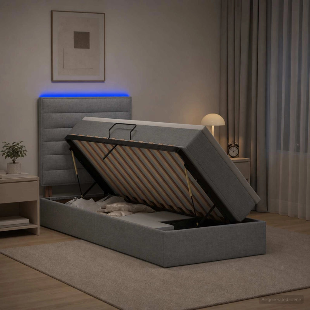 Letto con contenitore LED e materasso Grigio Chiaro 3459861