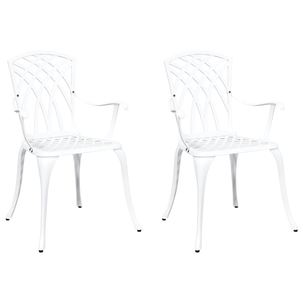 Sedie da giardino  2 pz in alluminio bianco