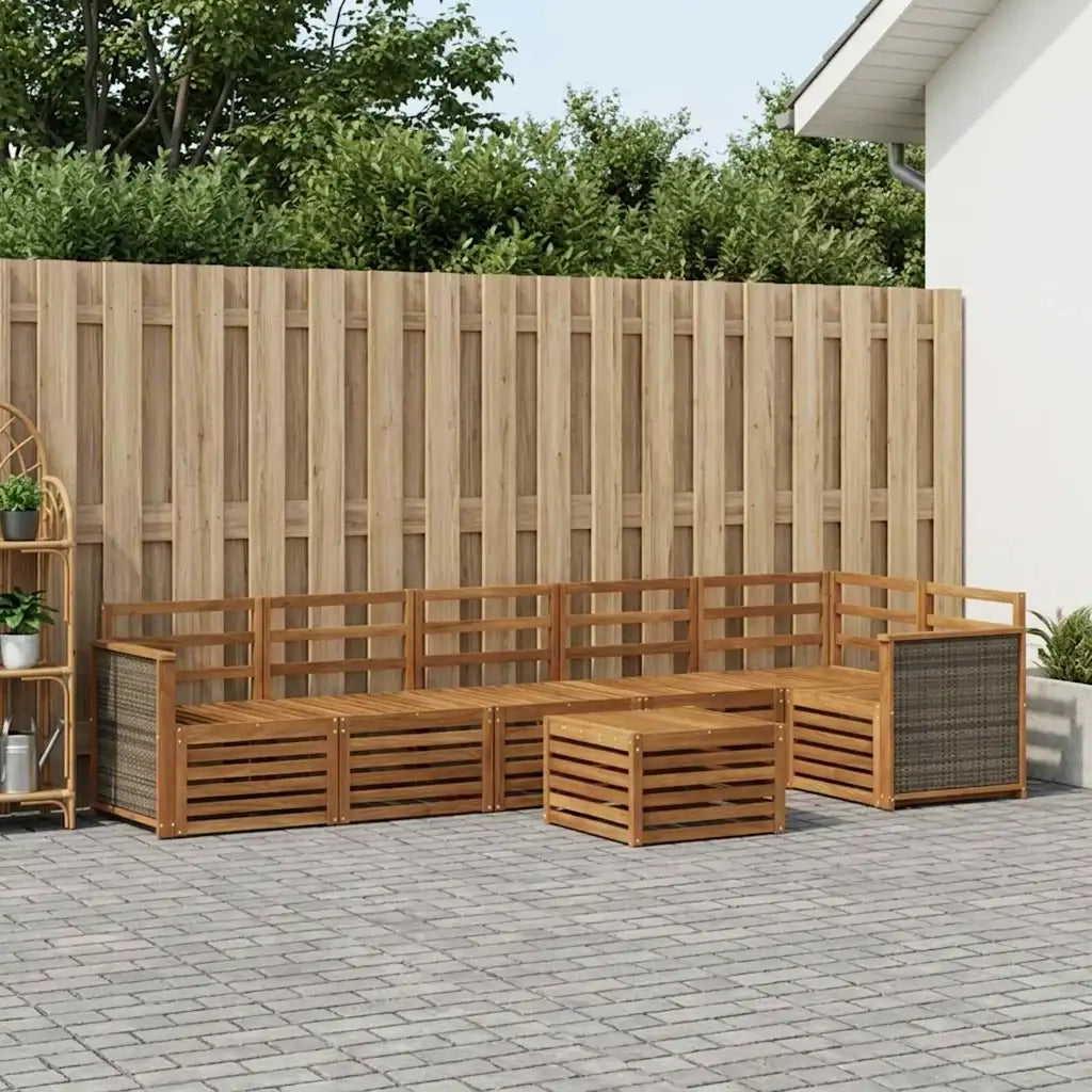 Set divano sezionale 6 pcs Naturale Legno di Acacia Massello 3384435