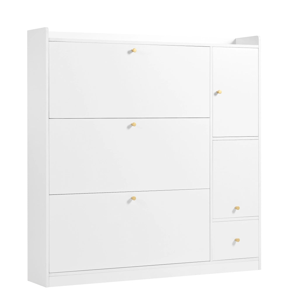 Scarpiera a Ribalta con Panca e Cassetto ¨C MINIMAL ¨C Bianco, 119x24x122
