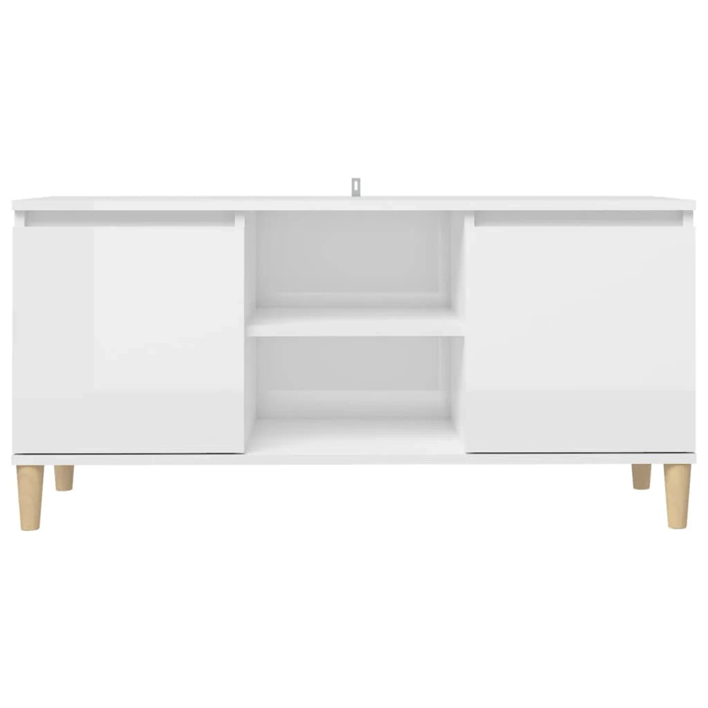 Mobile TV multimediale mensola TV credenza mobile TV per sala da pranzo soggiorno camera da letto con gambe in legno lucido 103,5 x 35 x 50 cm bianco 02_0026842