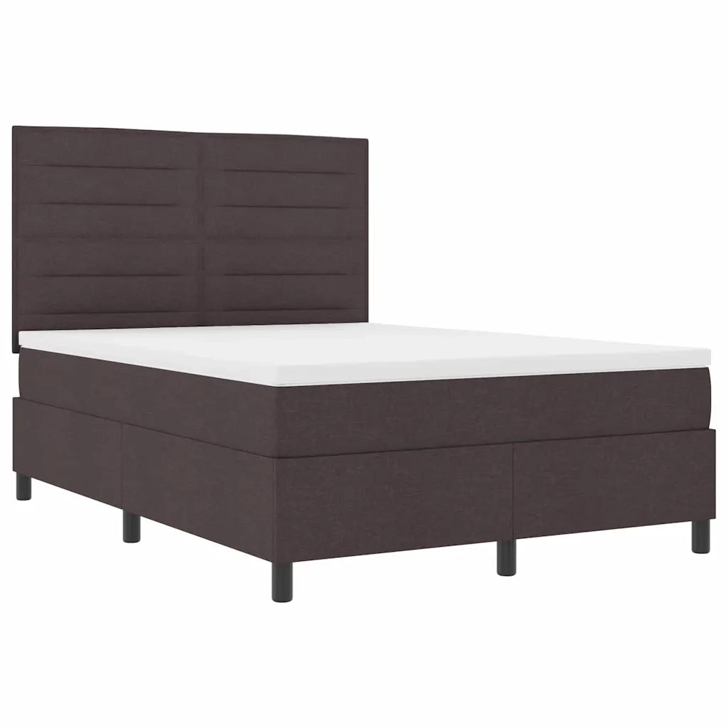 Letto a molle con materasso Marrone scuro 140 x 190 cm Tessuto 3342791