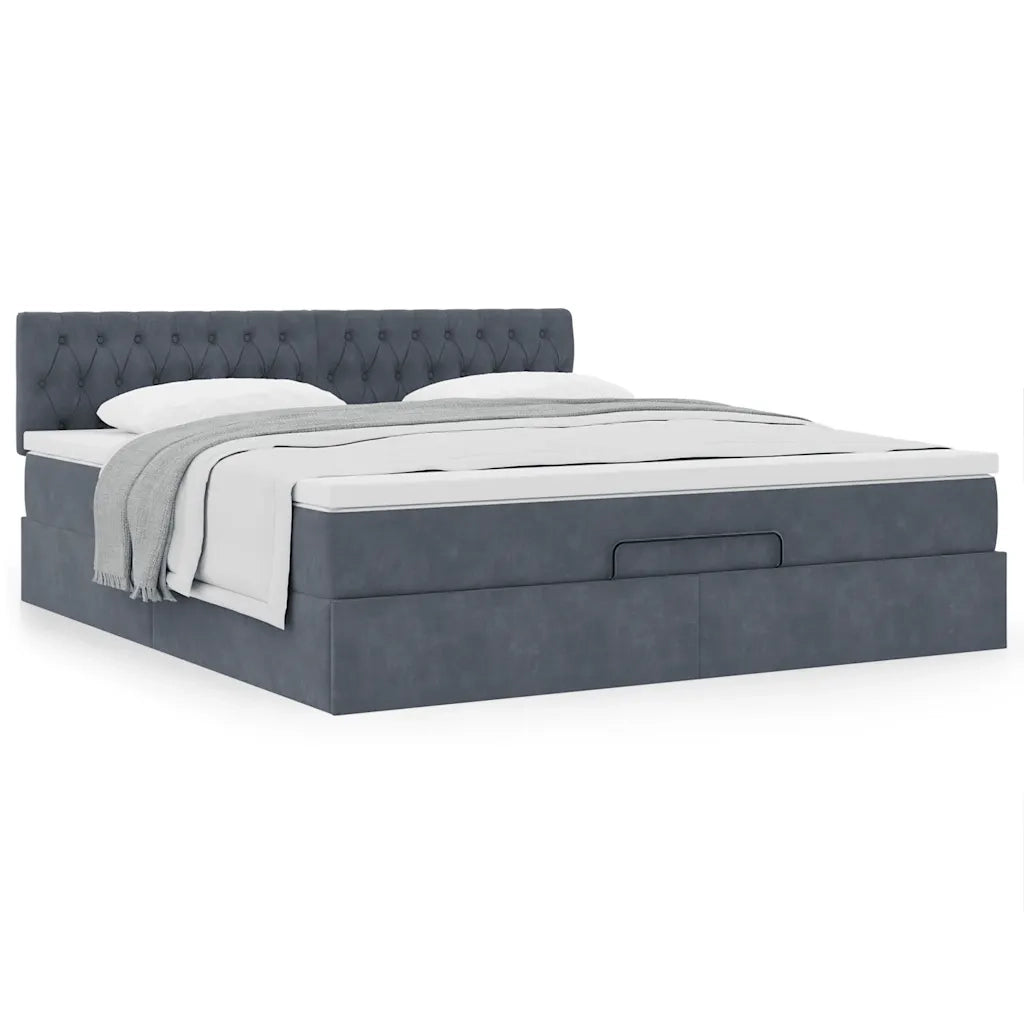Struttura Letto Pouf con Materasso 180x200 cm in Velluto 3311862