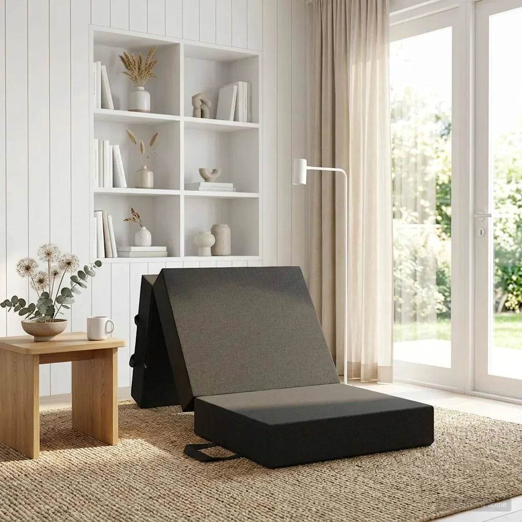 Divano Letto Pieghevole 90 x 63 x 45 cm Grigio Scuro 900149