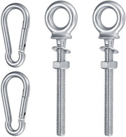 Occhiello con gancio di carabina, 2 pezzi di viti occhiali in acciaio inossidabile con dente di gomito metrico