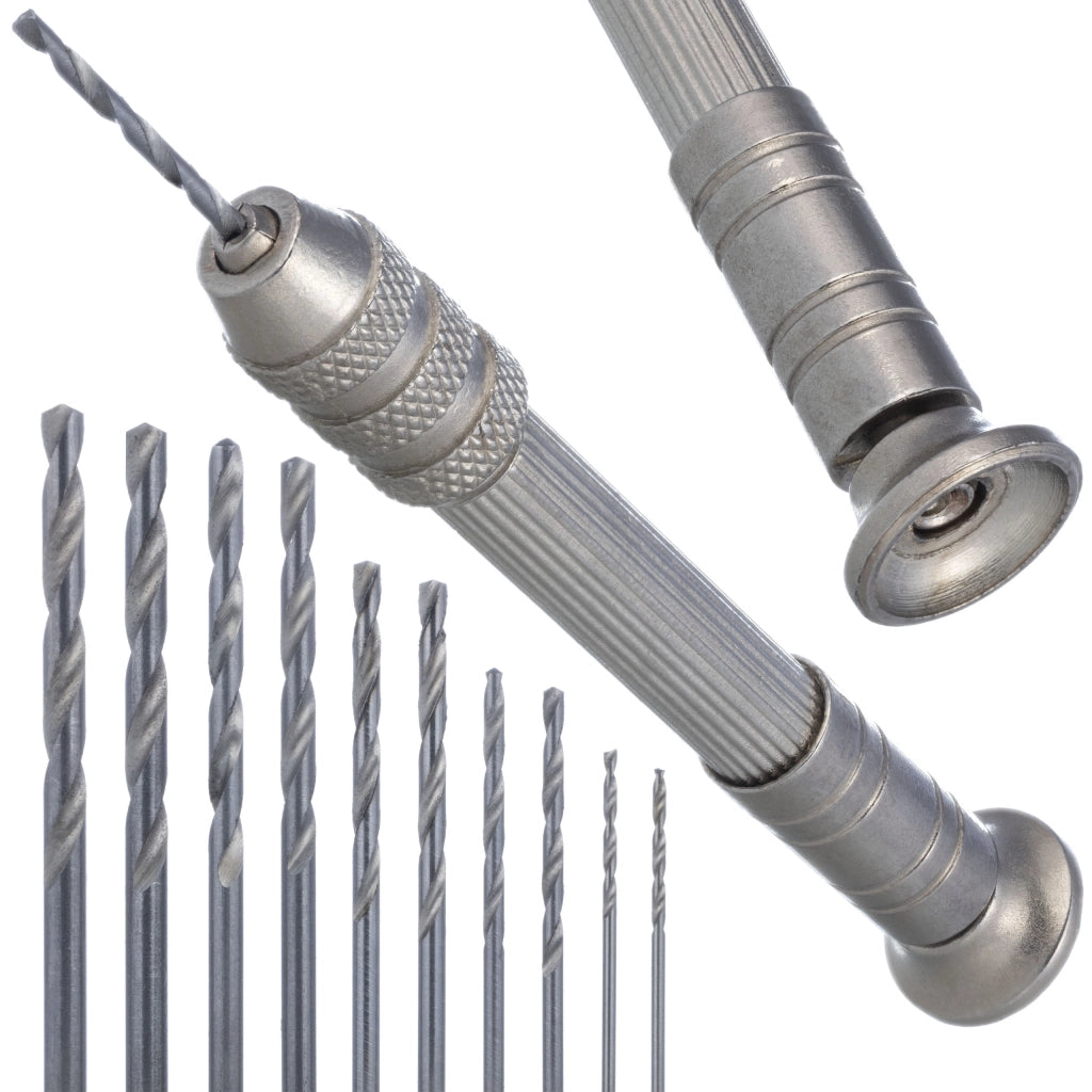 Mini Trapano Manuale con Set di 10 Punte 0,8-3mm – Precisione ed Ergonomia | Per Legno e Plastica