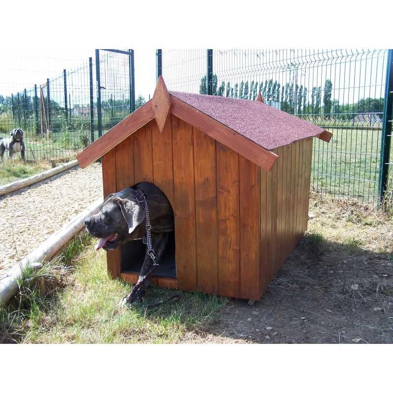 Cuccia da esterno per cani taglia piccola in legno 70x110 cm – tetto a guaina – spessore 16 mm – NC0711.01 Foresta