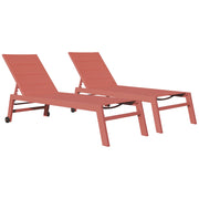 Set di 2 lettini BARBADOS in textilene terracotta - alluminio terracotta