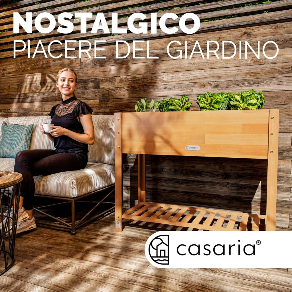 ® Aiuola Rialzata 100x40x84cm in Acacia Certificata FSC® 2 Livelli Orto Urbano in Cassetta Fioriera Giardinaggio Balcone