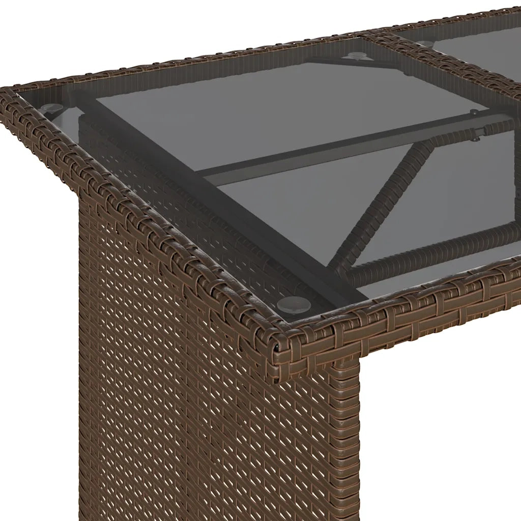 Tavolo Giardino Piano in Vetro Marrone 110x68x70 cm Polyrattan