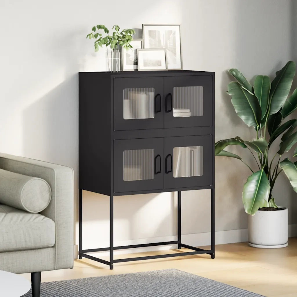 vidaXL Credenza Nera 68x39x107 cm in Acciaio