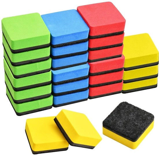 Pulitore di Whiteboard Magnetico - 24 Mini Spugne - Portatile - Materiale EVA - Facile da Trasportare - Comodo da Tenere - Adesivo per Whiteboard