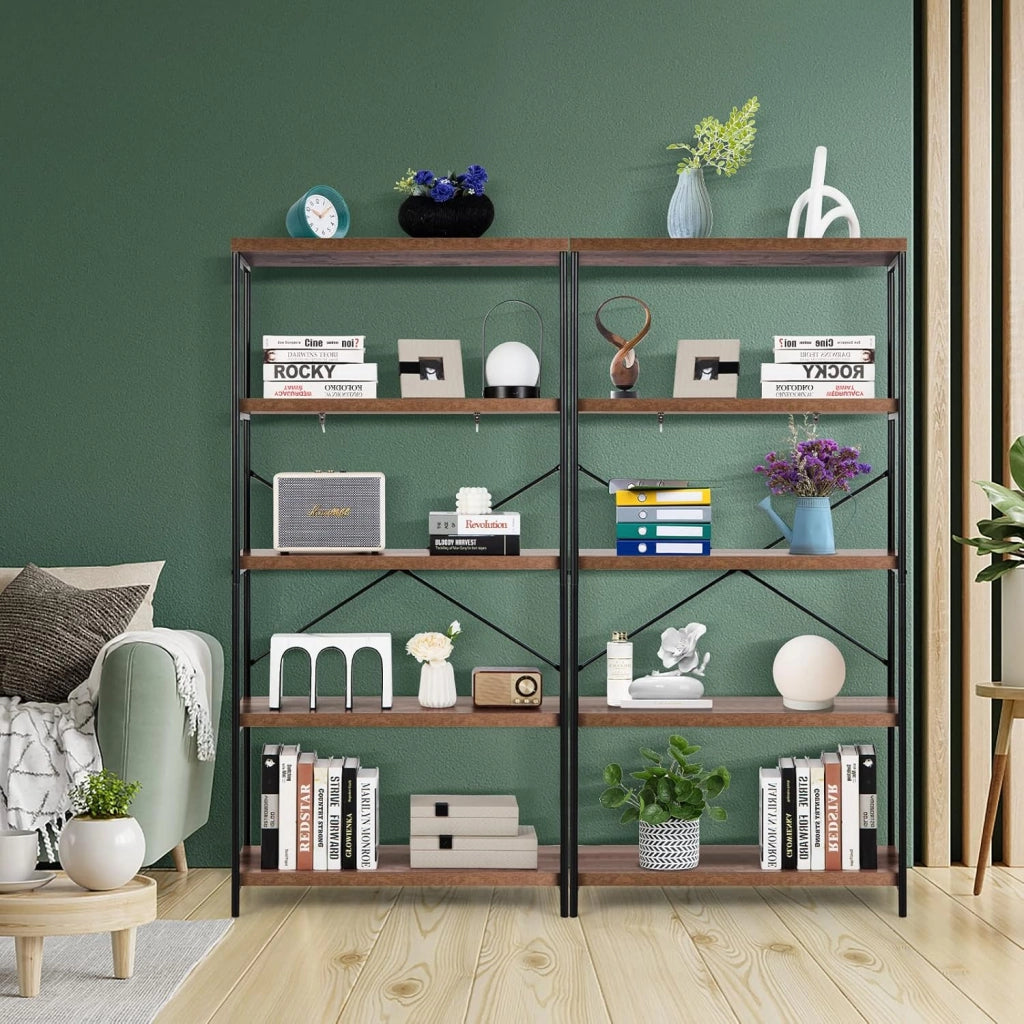 Scaffale Portaoggetti a 5 Livelli, Libreria Scaffale per Studio, Soggiorno, Ufficio, Stile Industriale,79 x 35 x 159,5cm