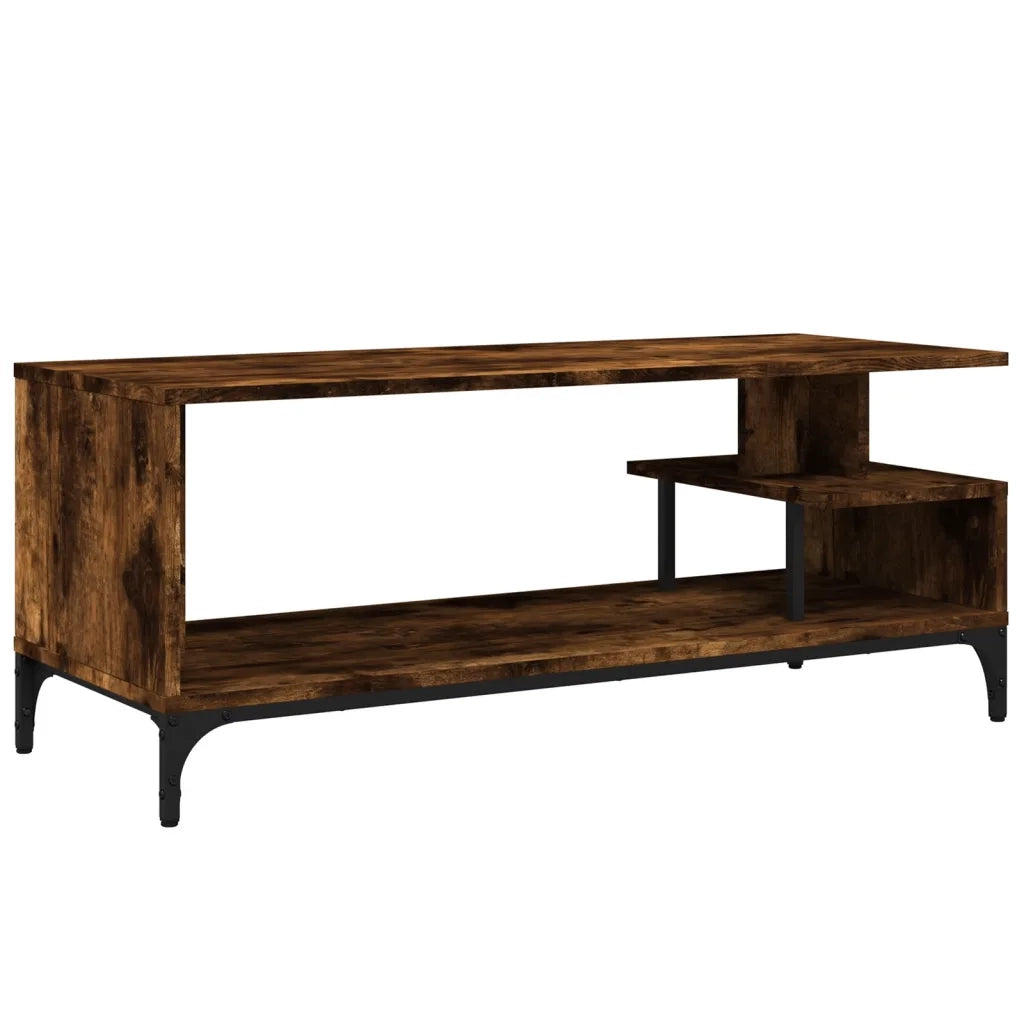 Mobile TV Rovere Fumo 102x40x41cm Legno e Acciaio a Polvere 842413
