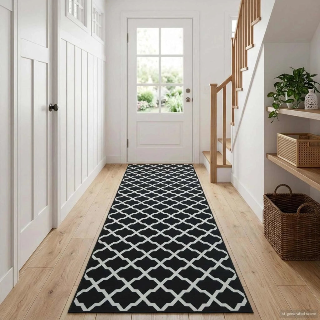 Runner Tappeto LESAKA Nero e bianco 50 x 250 cm 42045362