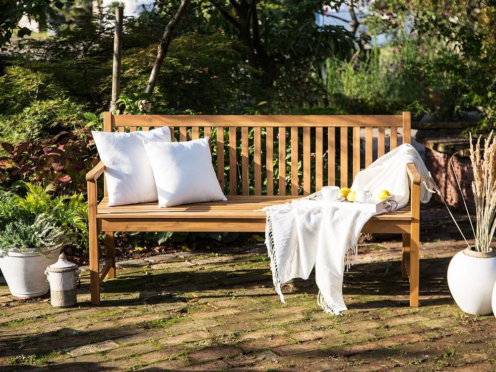Panca da giardino leggera in legno di acacia 180 cm a doghe design esterno patio in stile rustico