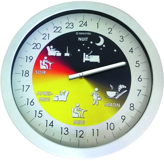 Orologio da Parete per Camera da Pranzo, Aiuto per la Mobilità, Senile, Orologio 24 Ore, Visualizzazione Precisa di Diversi Orari della Giornata, Silenzioso