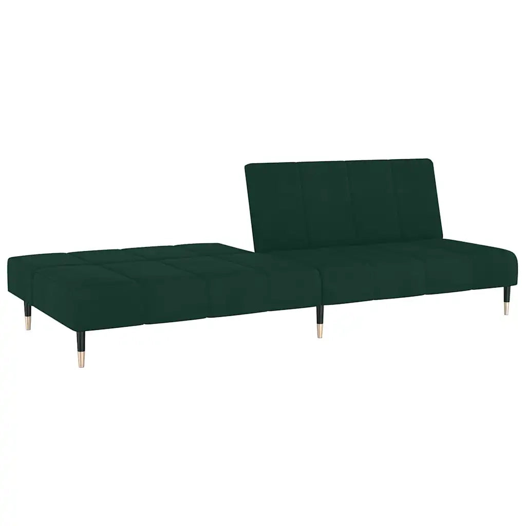 Divano Letto a 2 Posti Verde Scuro in Velluto 375876