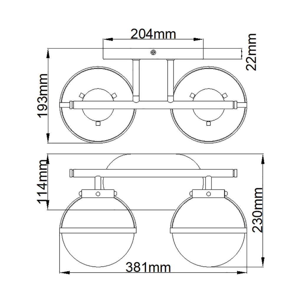 Applique bagno Hollis nero 2 luci E14 IP44 Hinkley