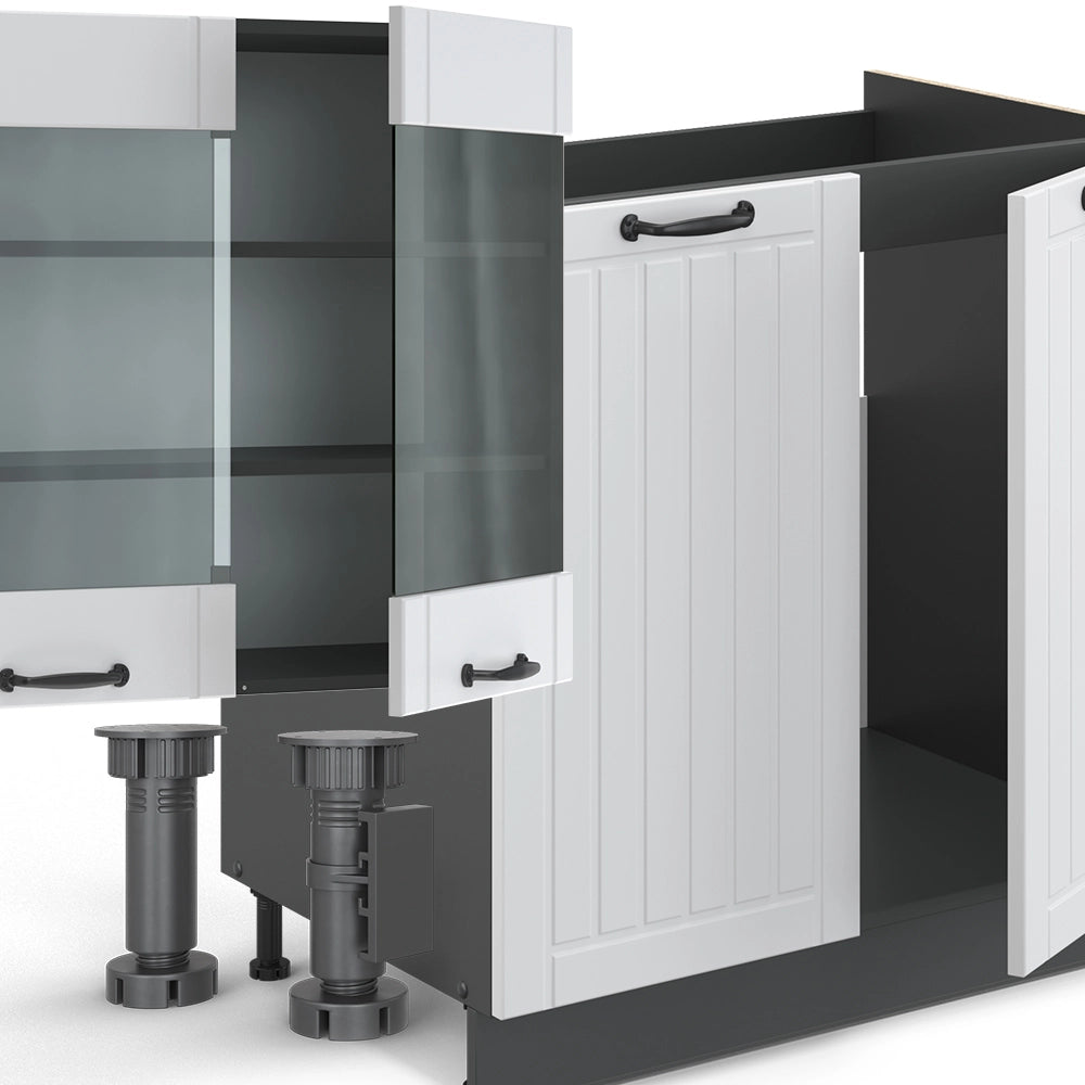 Vicco Cucina componibile Bianco casa di campagna/antracite 300 cm senza piano di lavoro